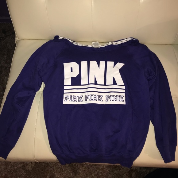 PINK Victoria's Secret Tops - PINK Victoria secret crew sweatshirt purple blue